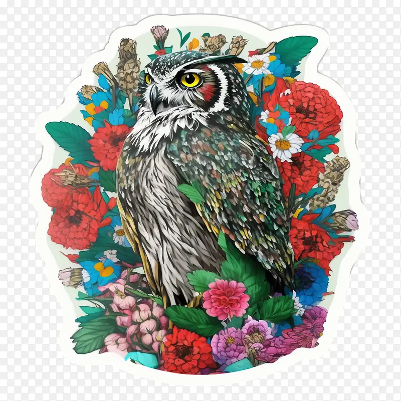 波普艺术猫头鹰-波普艺术猫头鹰花猫头鹰