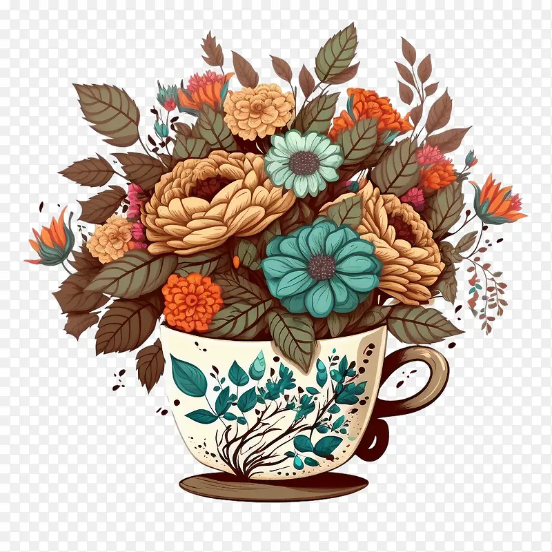 卡通咖啡杯-卡通咖啡杯鲜花咖啡杯