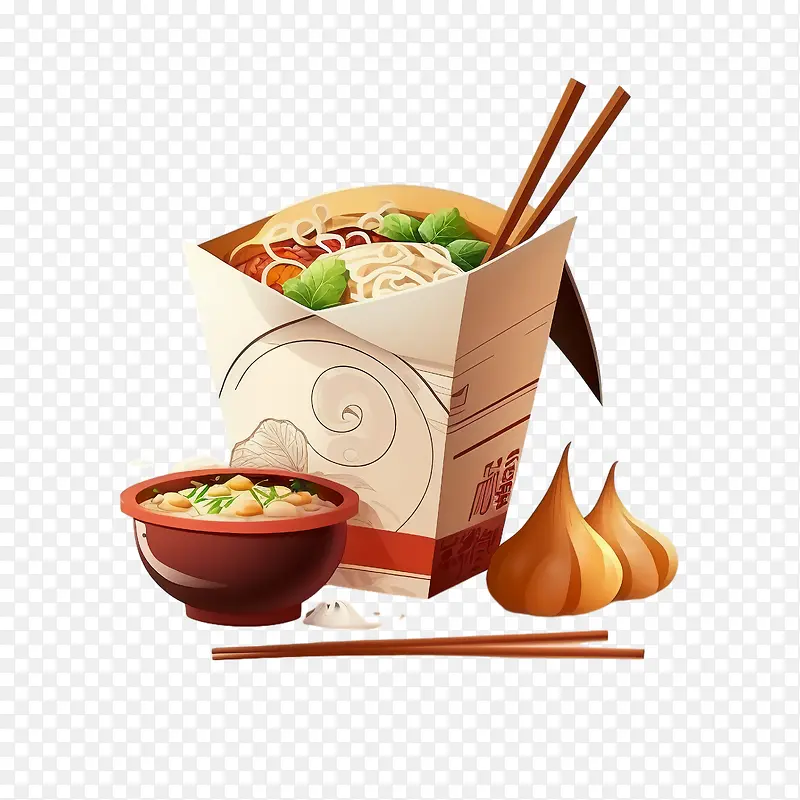 食品-食品扁平食品面条碗筷子