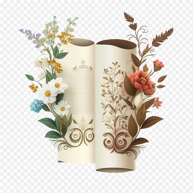 simchattorah-simchattorahsimhattorah复古花卉卷轴