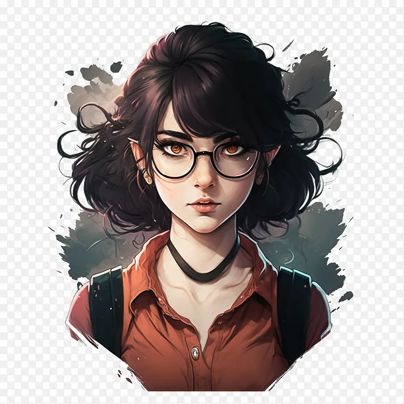 卡通女孩-眼镜