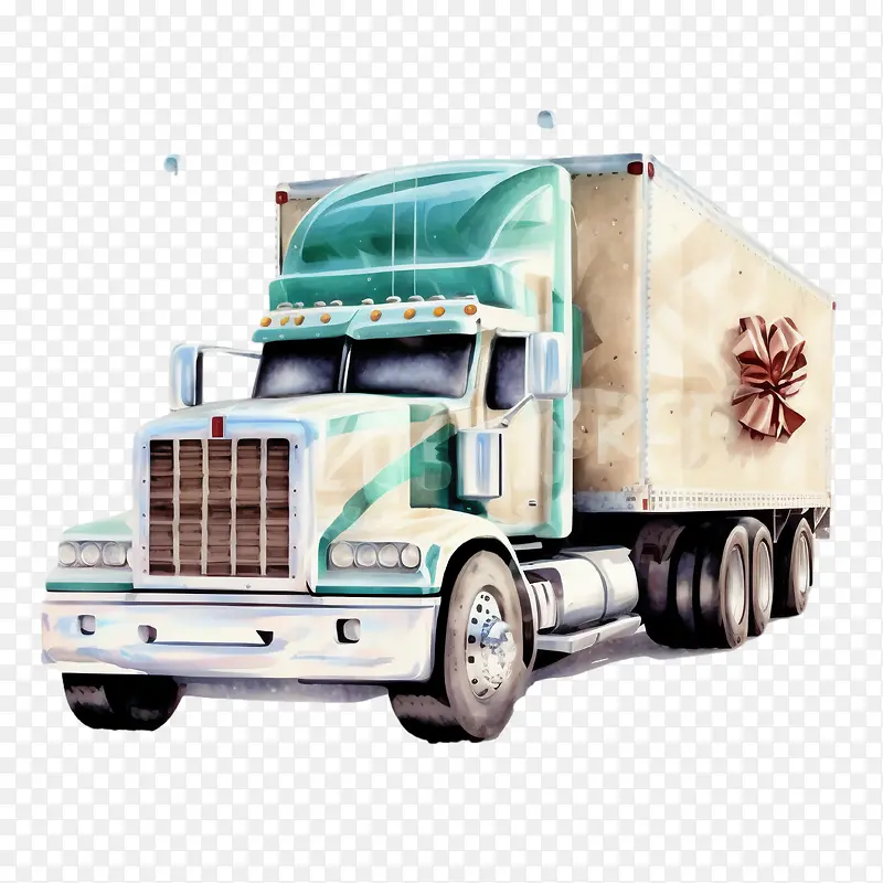 卡车-卡车卡车与礼品水彩卡车卡车半卡车