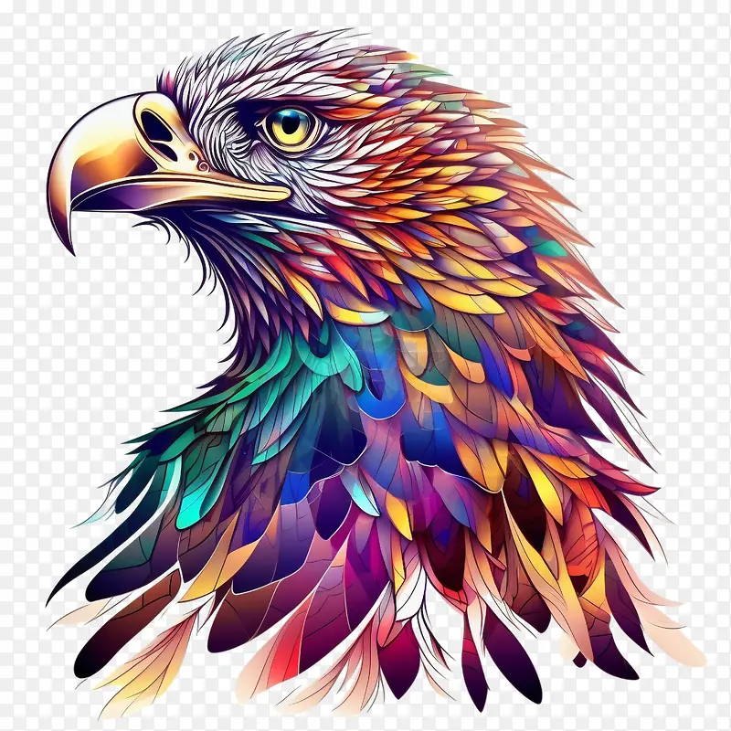 迷幻鹰-迷幻鹰多彩鹰多彩充满活力羽毛