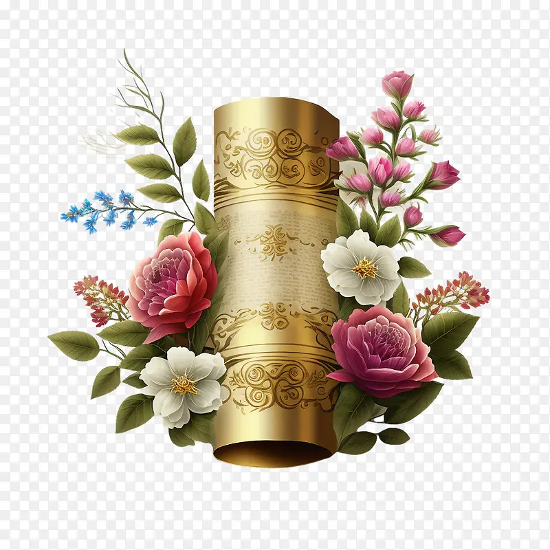 simchattorah-simchattorahsimhattorah花卉金色卷轴