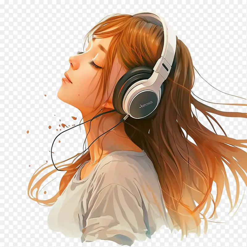 女孩听音乐-国际音乐日