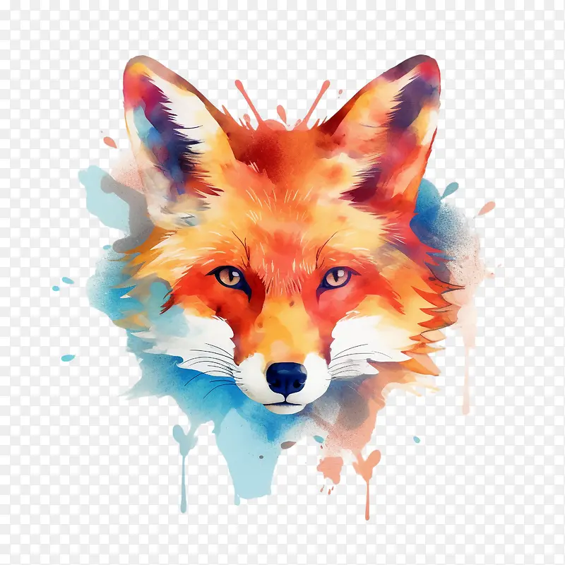 水彩狐狸-画笔描边