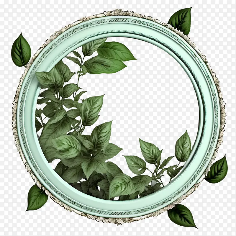 薄荷-薄荷薄荷框架叶绿色复古