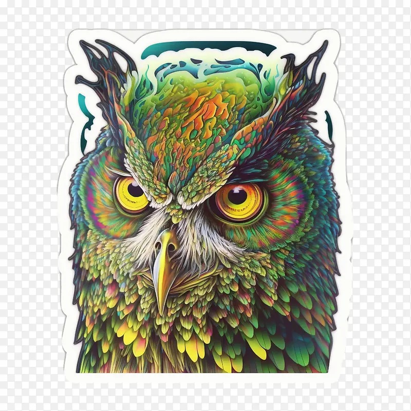 迷幻猫头鹰-迷幻猫头鹰猫头鹰脸猫头鹰雕鸮