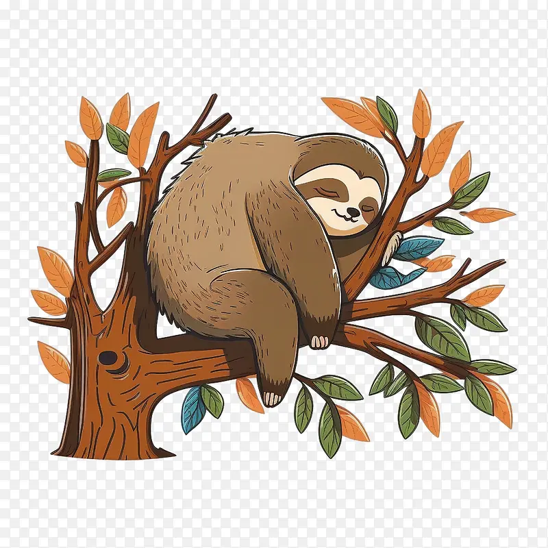 树懒-树懒卡通树懒睡觉树懒树懒树
