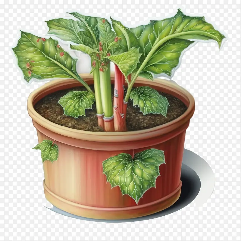 大黄-大黄大黄在盆栽植物盆土中