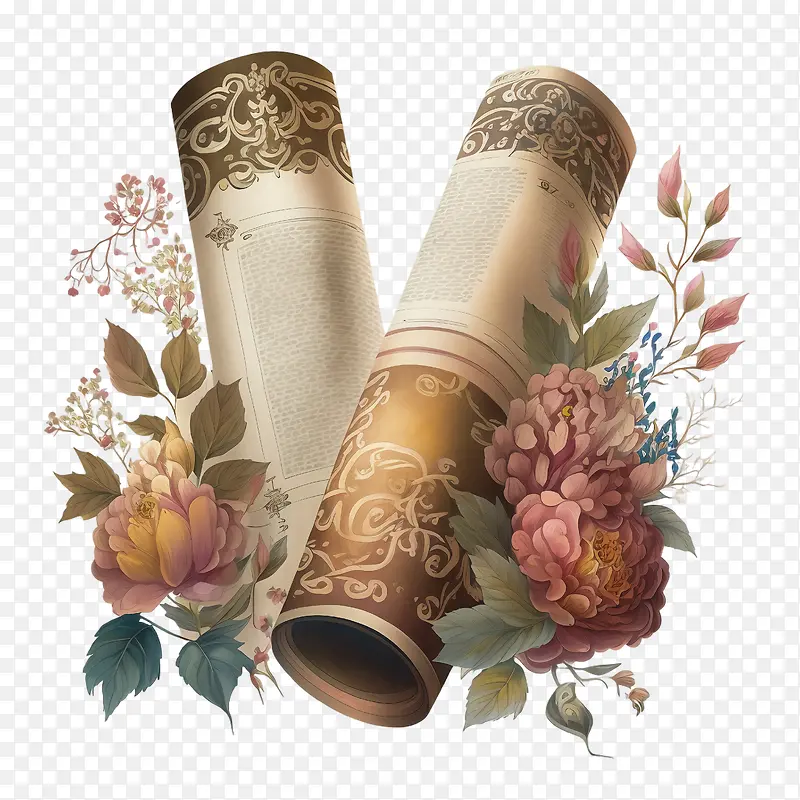 simchattorah-simchattorahsimhattorah卷轴花卉复古