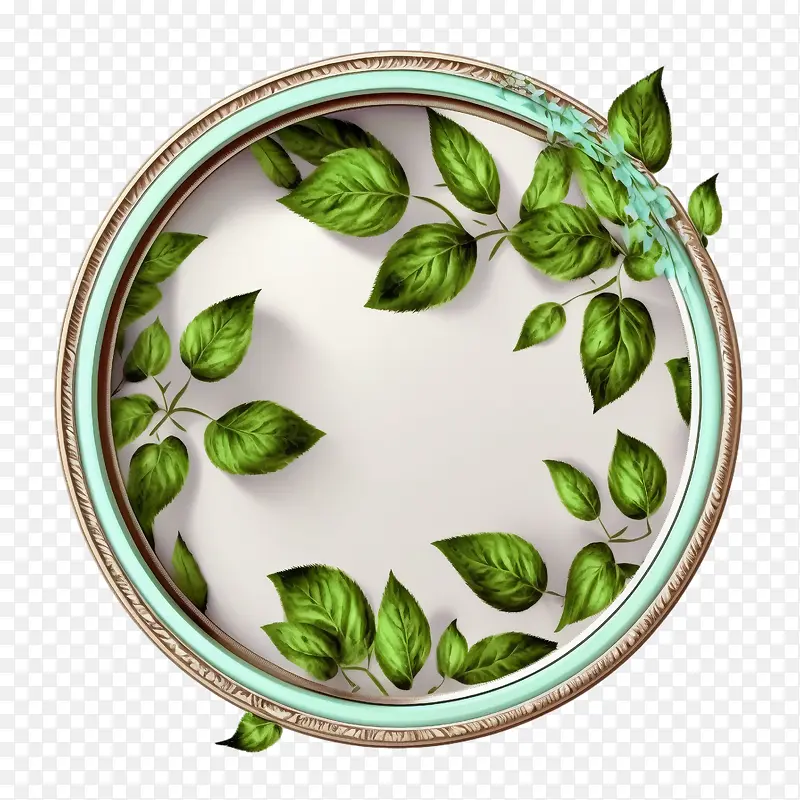 薄荷-薄荷薄荷框架叶绿色圆圈