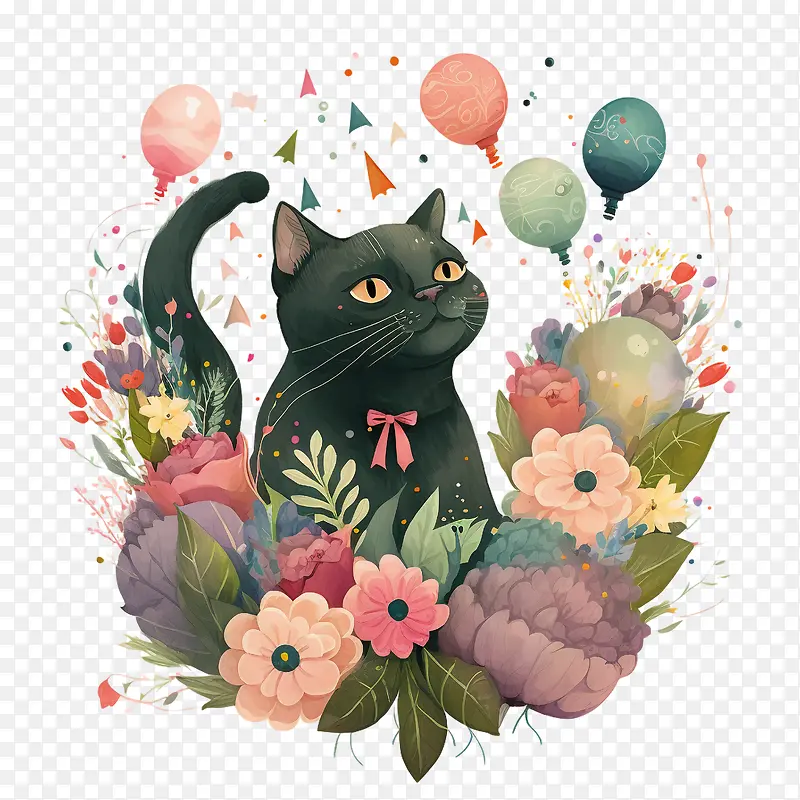 猫和花-花冠
