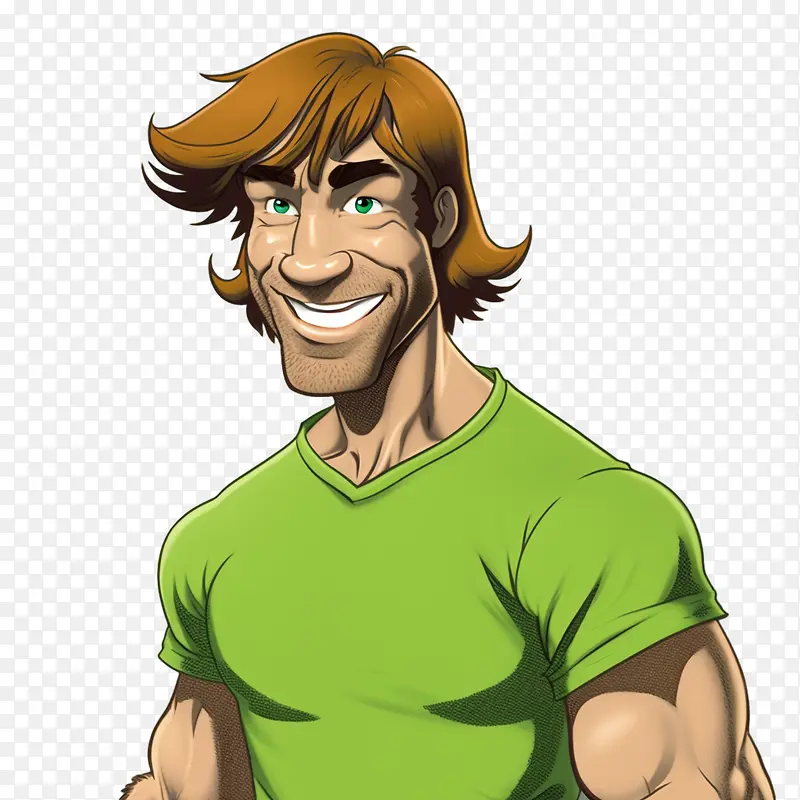 毛茸茸的-毛茸茸的史酷比卡通人物男人绿色衬衫