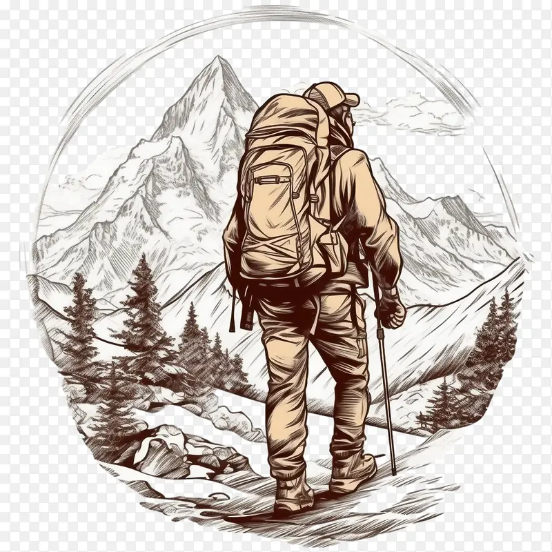 山地徒步旅行者-山地徒步旅行者山地探险徒步旅行者山地徒步旅行