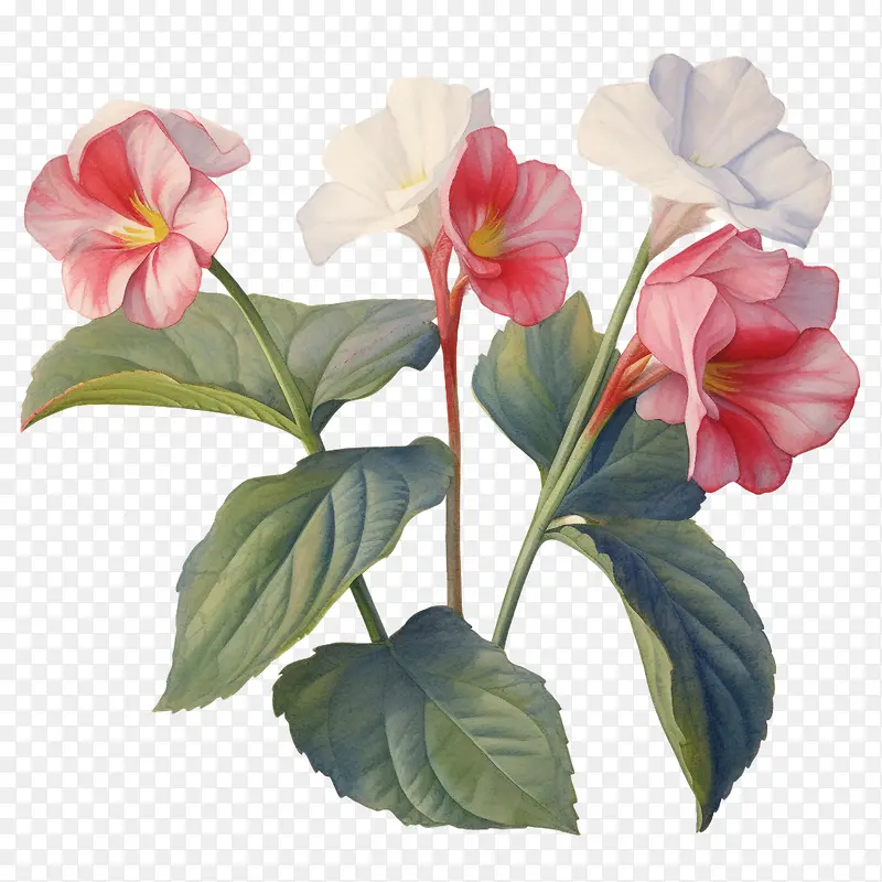 凤仙花-凤仙花水彩凤仙花花瓣花盛开