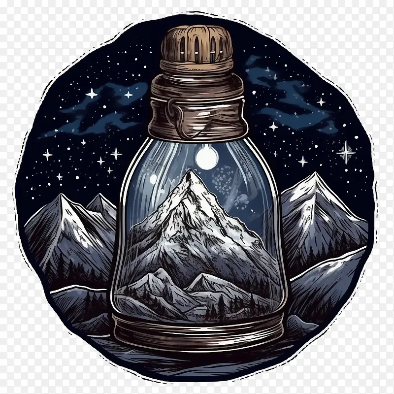 夜山-夜山素描山山山月光