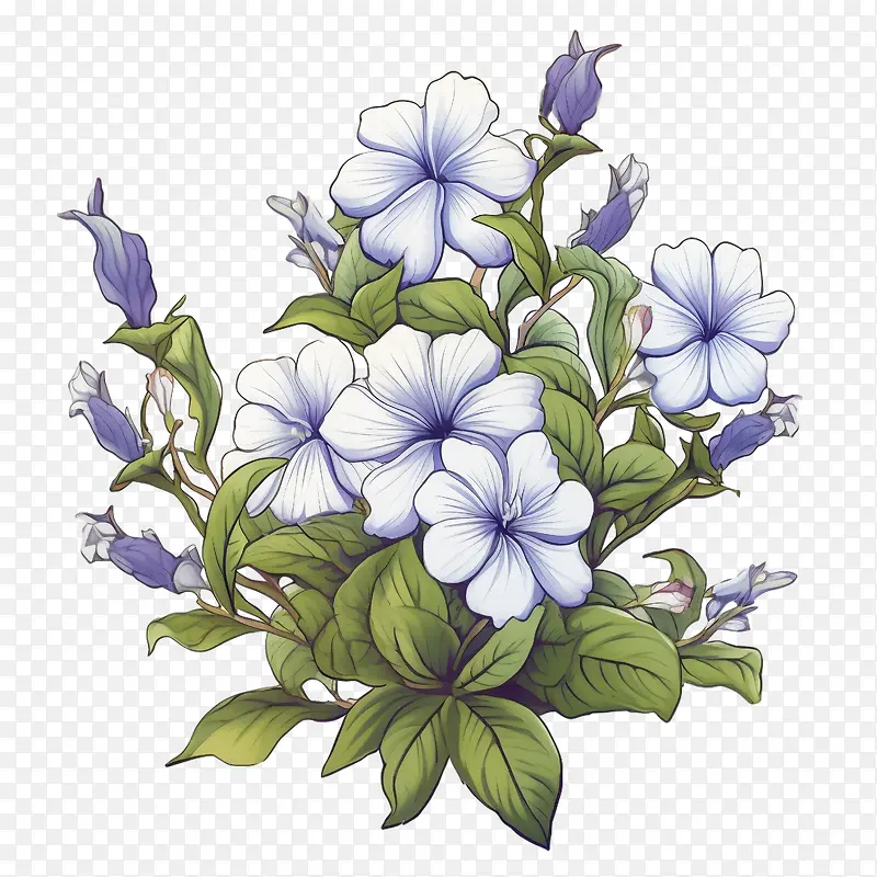 长春花-长春花花束鲜花蓝绿色