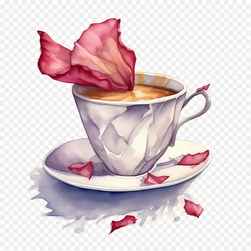 水彩咖啡杯-花瓣
