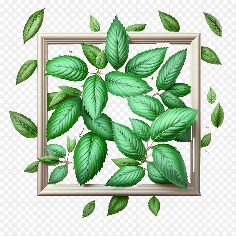 薄荷-薄荷绿薄荷框架绿叶植物生命