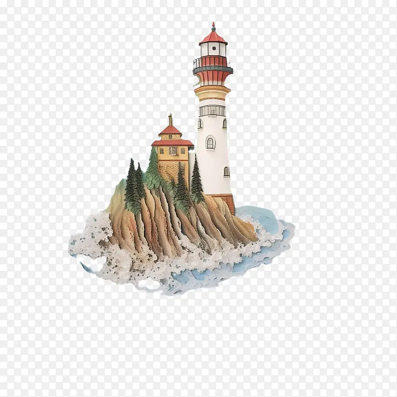 灯塔-灯塔纸艺术灯塔灯塔水悬崖