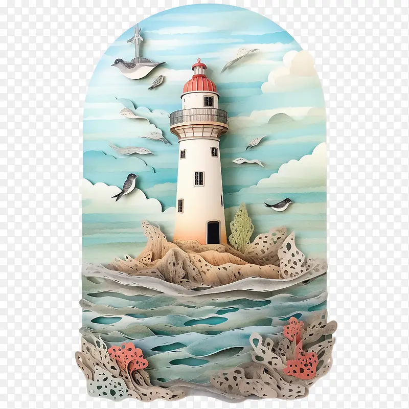 灯塔-灯塔纸艺术灯塔灯塔灯塔海洋
