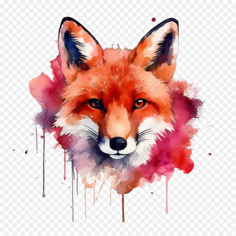 狐狸-狐狸水彩画狐狸水彩画肖像