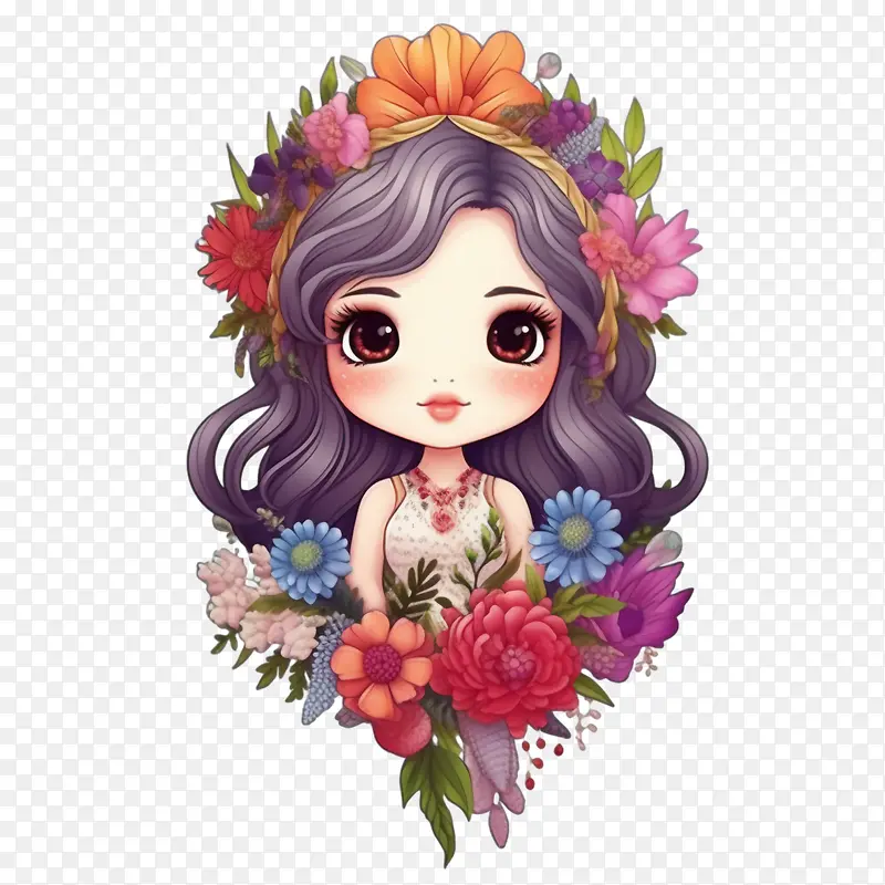 美人鱼-美人鱼可爱的美人鱼卡通女人花香