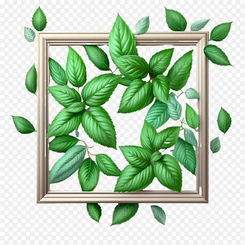 薄荷-薄荷绿薄荷薄荷框架绿叶天然