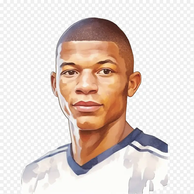 kylianmbappe-kylianmbappe水彩kylianmbappe足球运动员黑人青年