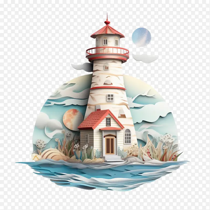灯塔-灯塔纸艺术灯塔灯塔岛海