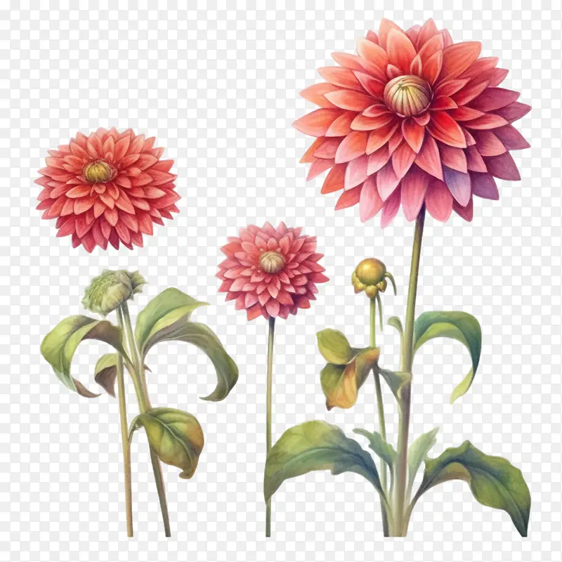 大丽花-大丽花大丽花花水彩大丽花花