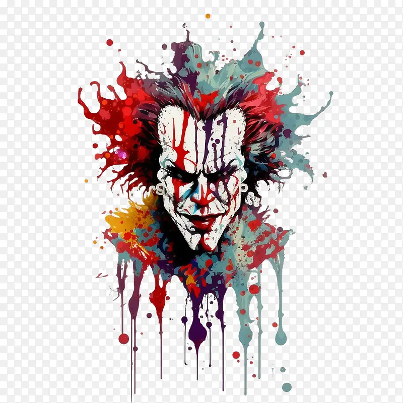 邪恶可怕的小丑-邪恶可怕的小丑小丑人小丑绘画表达