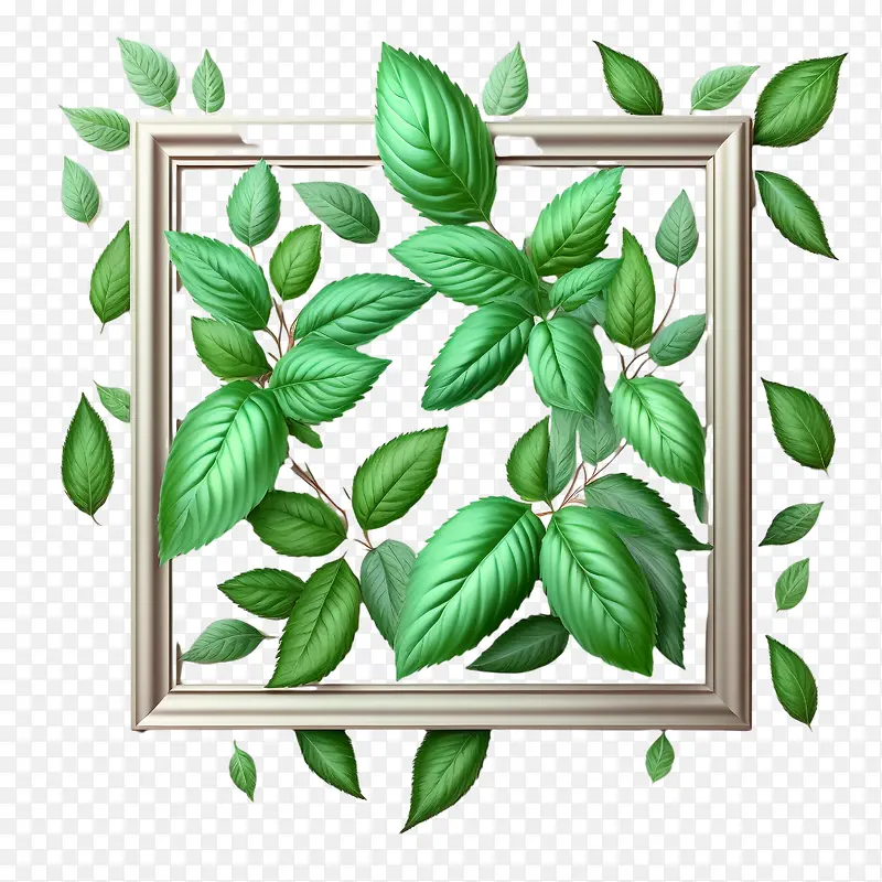 薄荷-薄荷绿薄荷框框绿叶