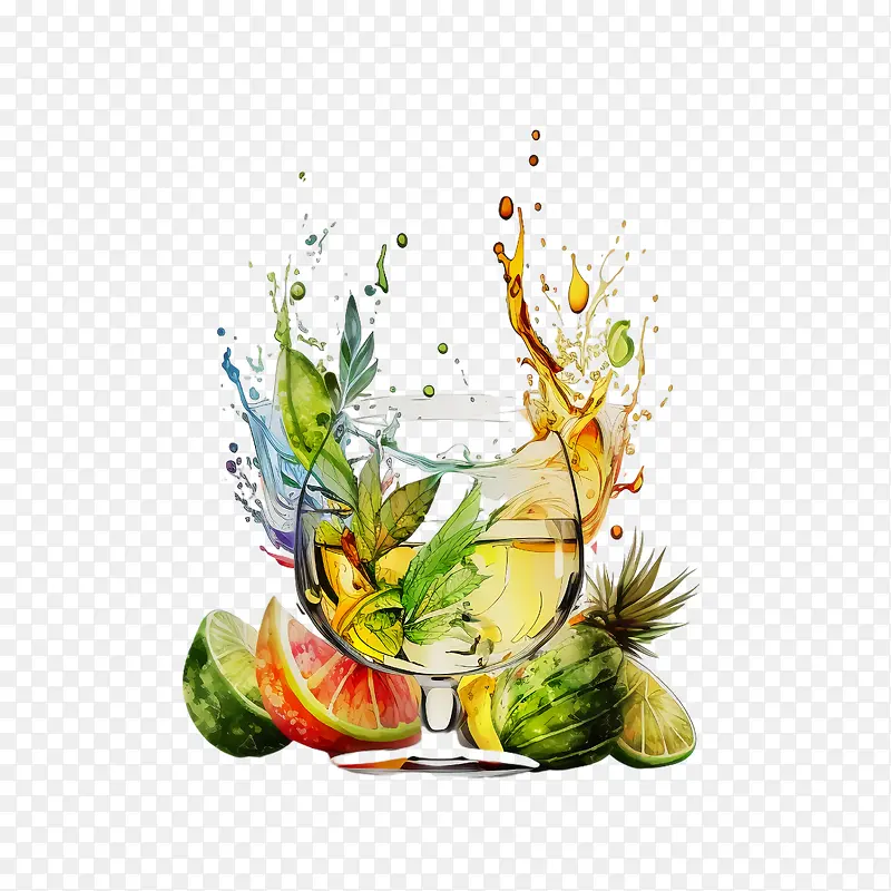 国家龙舌兰日-国家龙舌兰日龙舌兰水彩热带饮料水果
