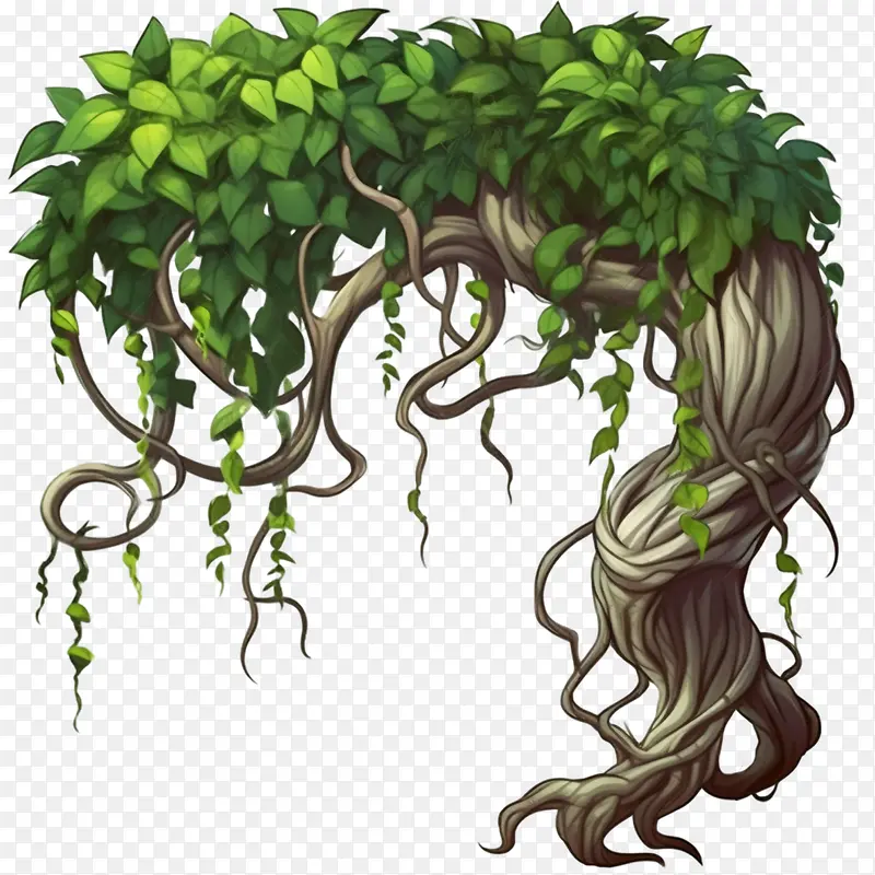 藤本植物茎边框-藤本植物茎边框雨林绿色藤蔓树藤蔓