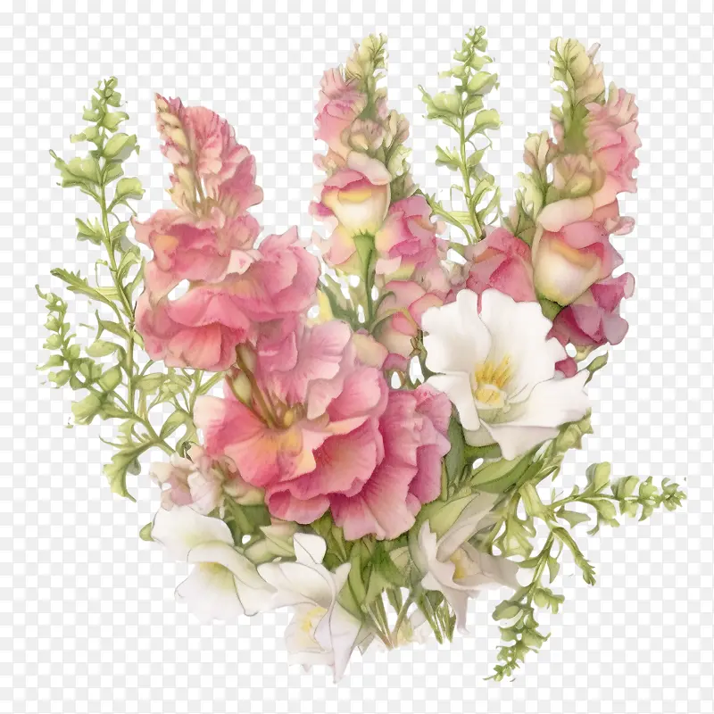 金鱼草-金鱼草金鱼草花花粉红色白色