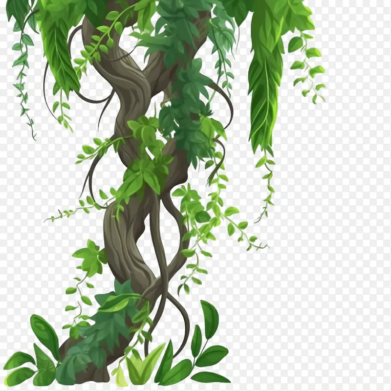 藤本植物茎边框-藤本植物茎边框雨林绿色藤蔓植物藤蔓