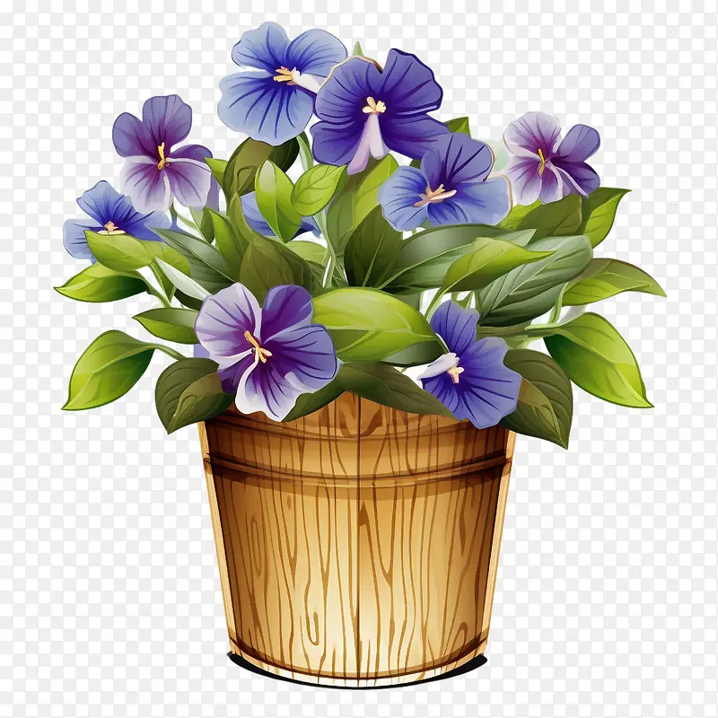 长春花-长春花长春花水桶蓝色盆栽花