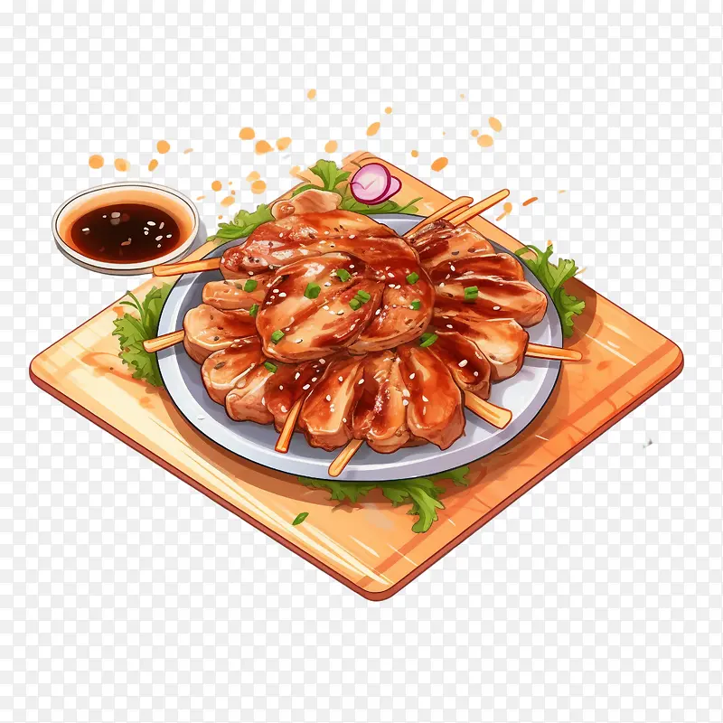 韩国食品-韩国食品卡通韩国食品猪肉鸡肉虾