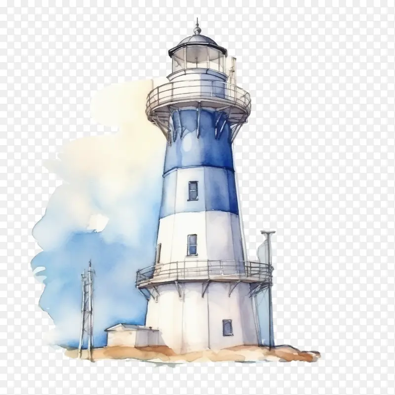 灯塔-灯塔蓝色灯塔灯塔水彩蓝色
