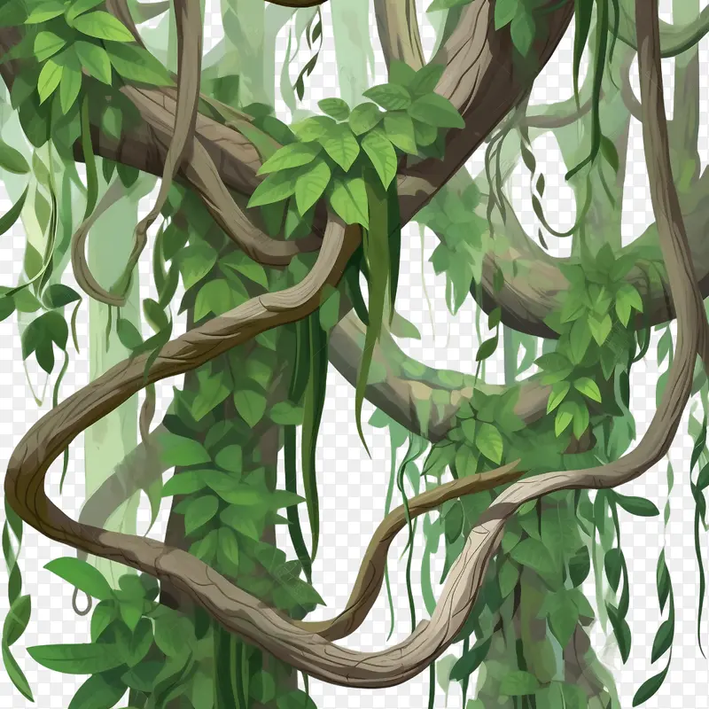 藤本植物茎边界-藤本植物茎边界雨林绿色藤蔓丛林绿化