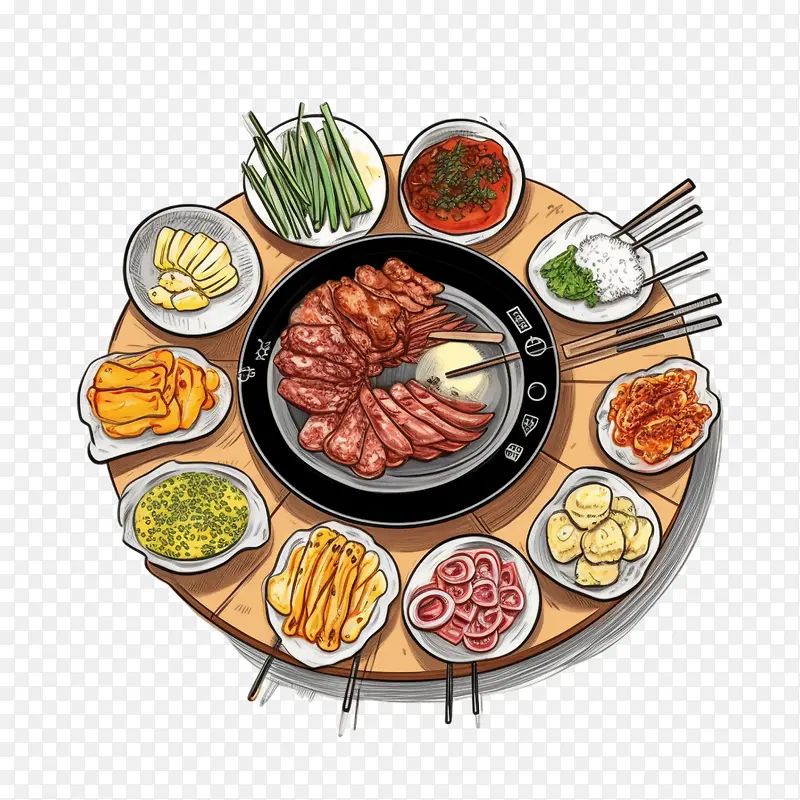 涂鸦韩国食品-涂鸦韩国食品韩国食品韩国烧烤烤肉厨房