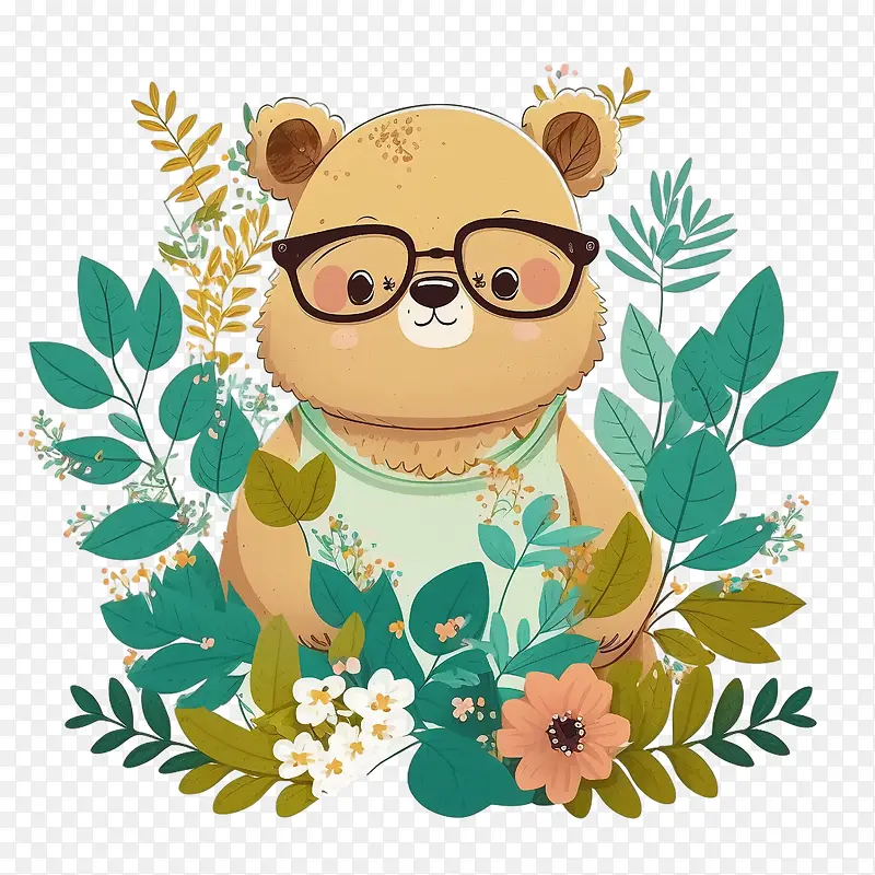 熊妈妈-戴眼镜的熊妈妈可爱的熊森林