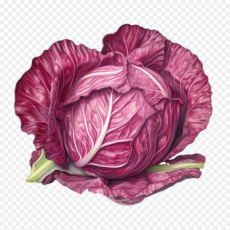 红甘蓝-红甘蓝红甘蓝彩色甘蓝艺术插画食品