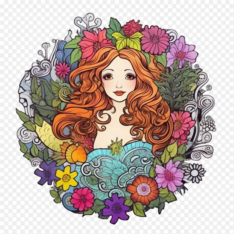 美人鱼-美人鱼美丽的花姑娘美人鱼
