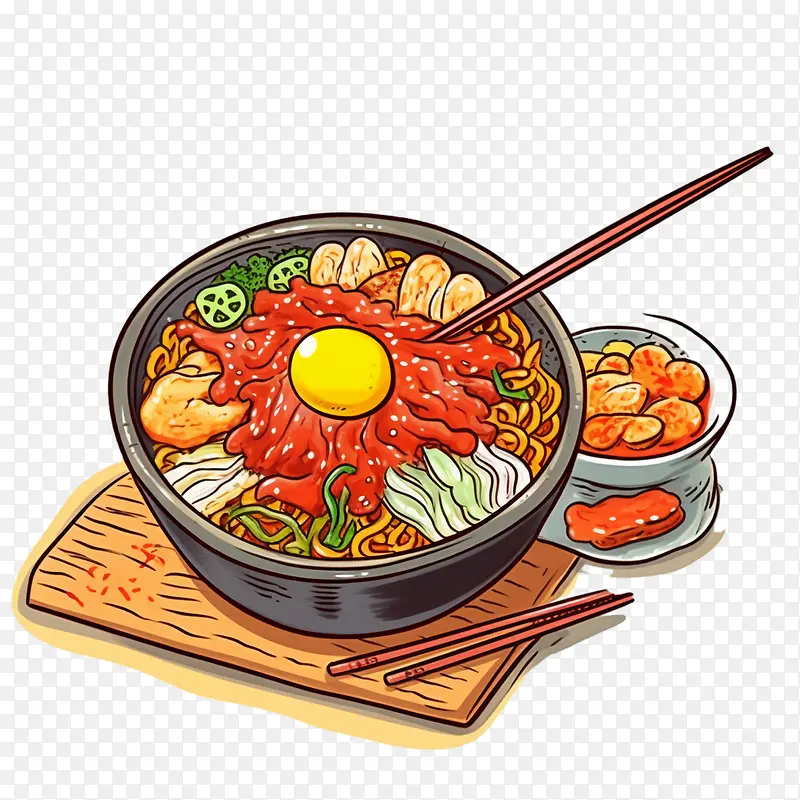 涂鸦韩国食品-涂鸦韩国食品韩国食品面条酱油筷子