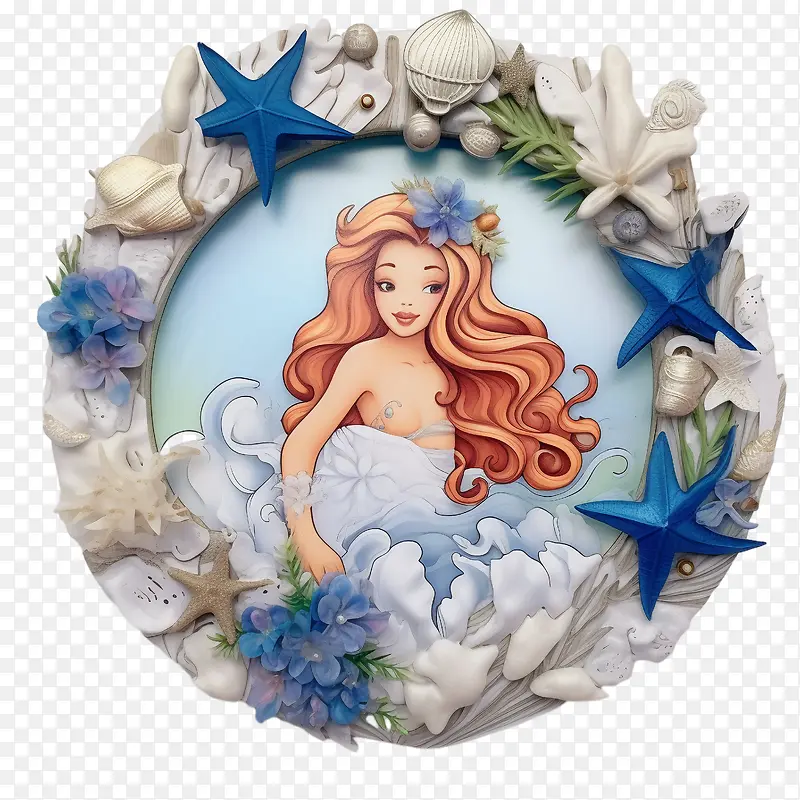 美人鱼-美人鱼美人鱼贝壳海浪珊瑚