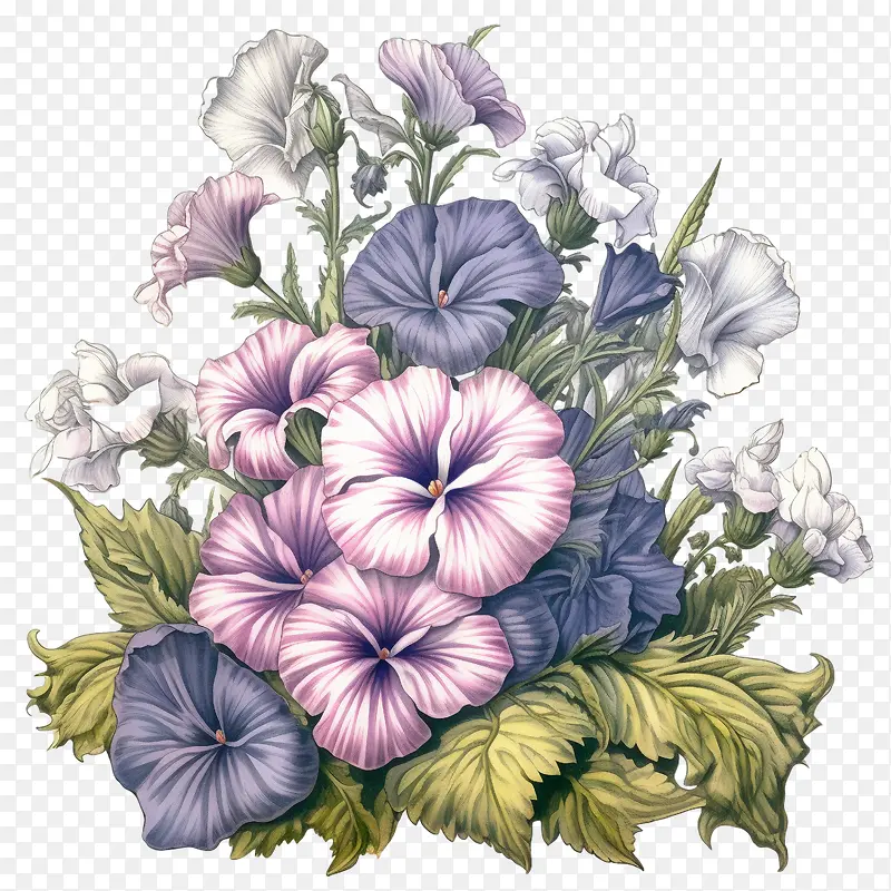 矮牵牛花-矮牵牛花粉红色紫色蓝色白色