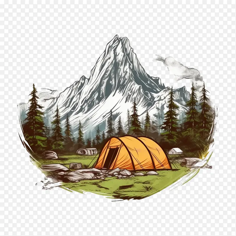 露营-露营自然山地帐篷露营